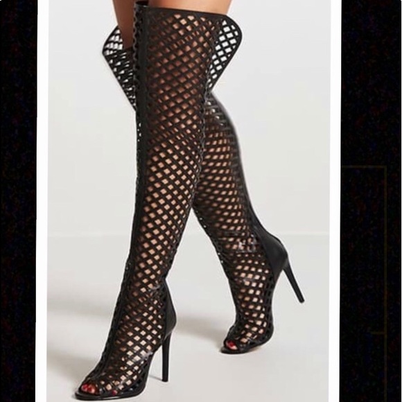 Shoes - High Caged Cutout Hot & Sexy Boots